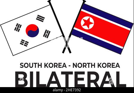 Corée du Sud Corée du Nord relation bilatérale pays drapeau icône logo design vecteur Illustration de Vecteur