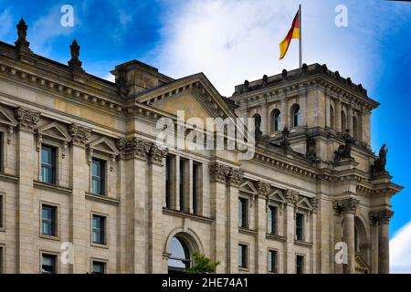 Bâtiment Reichstag, Bundestag allemand, quartier du gouvernement, Tiergarten, Berlin,Allemagne Banque D'Images