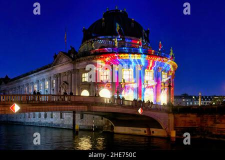 Bode Museum pendant le Festival des lumières, Museum Island, quartier de Berlin Mitte, Berlin, Allemagne Banque D'Images