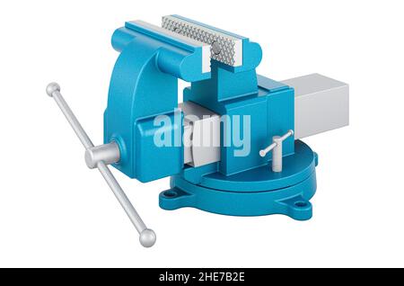 Etau de paillasse, rendu 3D isolé sur fond blanc Banque D'Images