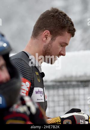 Winterberg, Allemagne.09th janvier 2022.Bobsleigh: Coupe du monde, bobsleigh à quatre hommes, hommes, 2nd run.Le pilote allemand Johannes Lochner termine quatrième.Credit: Caroline Seidel/dpa/Alay Live News Banque D'Images