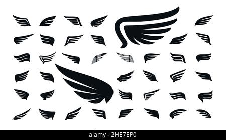 Ensemble d'icônes ailes.Ailes d'ange ou d'oiseau.Illustration vectorielle Illustration de Vecteur