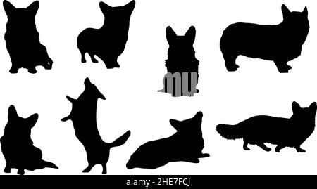 gilet galloise corgi chien silhouette bundle Illustration de Vecteur