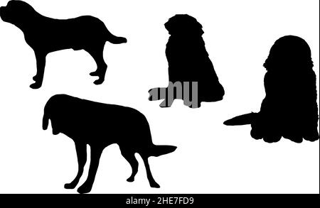 saint bernard ensemble silhouette de chien svg Illustration de Vecteur