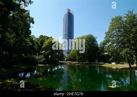 Post-Tour, Verwaltungsgebäude der Deutschen Post AG, 162,5 m, höchstes Gebäude in NRW, Architeken: Murphy und Jahn; Bonn, NRW, Deutschland, Europa | Banque D'Images