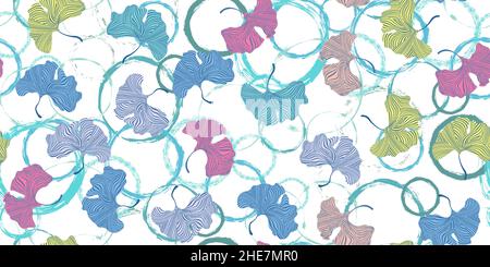 Le Ginkgo biloba laisse un motif sans couture dans un style minimaliste tendance. Feuilles de ginkgo bilboa. Design floral pour le luxe élégant art mural, design intérieur, pr Illustration de Vecteur