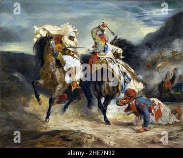 Le combat de la Giaur et Hassan par Eugène Delacroix (1798-1863), 1826 Banque D'Images