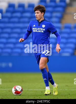 Rubin Colwill de Cardiff City en action lors du troisième tour de la coupe Emirates FA au stade de Cardiff City, à Cardiff.Date de la photo: Dimanche 9 janvier 2022. Banque D'Images