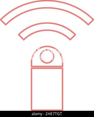 Dispositif de télécommande néon rouge couleur vecteur illustration image lumière de style plat Illustration de Vecteur