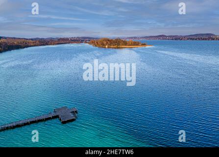 Mouse Island dans la Wörthsee, Bavière, Allemagne Banque D'Images