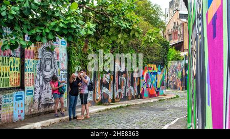 La Batman Alley.Le Beco de Batman est un lieu célèbre et une attraction touristique majeure de la ville. jan.9, 2022 Banque D'Images