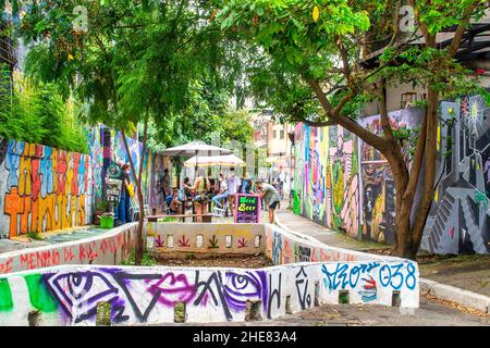 La Batman Alley.Le Beco de Batman est un lieu célèbre et une attraction touristique majeure de la ville. jan.9, 2022 Banque D'Images