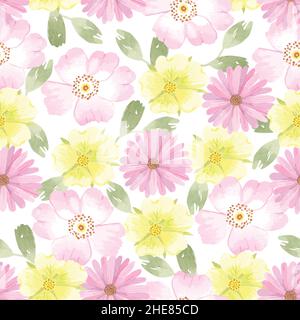 Motif de fleurs pastel à l'aquarelle Illustration de Vecteur