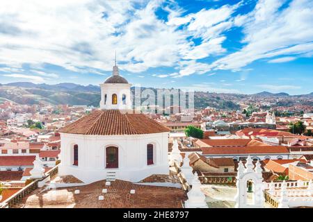 Vue depuis le toit de l'église San Felipe Neri Banque D'Images