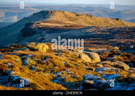 Grindslow Knoll, à l'extrémité sud de Kinder Scout, parc national de Peak District Banque D'Images