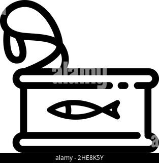 Icône boîte de sardines.Illustration du poisson en conserve, du hareng, du sprat.Icône de nourriture vectorielle pour la conception de sites Web isolée sur fond blanc. Illustration de Vecteur