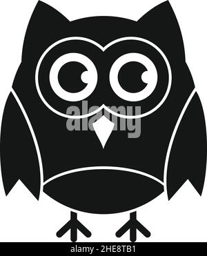 WISE Owl noir simple silhouette vector icône Illustration de Vecteur