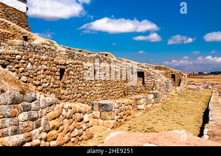 Ruines d'Incan à Chinchero au Pérou Banque D'Images