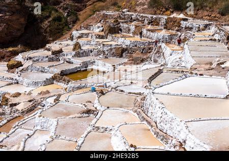 Mines de sel de Maras au Pérou Banque D'Images