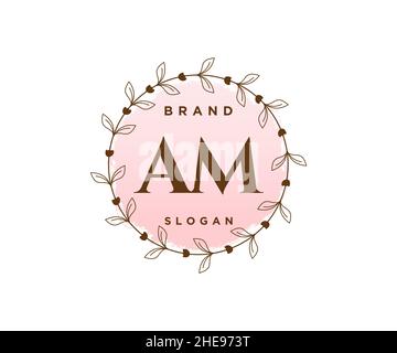 LOGO AM féminin.Utilisable pour les logos nature, salon, Spa, cosmétique et Beauté.Elément de modèle de logo Flat Vector. Illustration de Vecteur