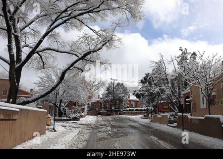 Santa Fe recouvert de neige Banque D'Images