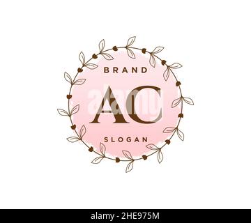 Logo AC féminin.Utilisable pour les logos nature, salon, Spa, cosmétique et Beauté.Elément de modèle de logo Flat Vector. Illustration de Vecteur