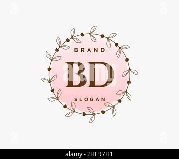 Logo BD féminin.Utilisable pour les logos nature, salon, Spa, cosmétique et Beauté.Elément de modèle de logo Flat Vector. Illustration de Vecteur