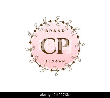 Logo CP féminin.Utilisable pour les logos nature, salon, Spa, cosmétique et Beauté.Elément de modèle de logo Flat Vector. Illustration de Vecteur