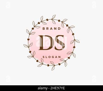 Logo DS féminin.Utilisable pour les logos nature, salon, Spa, cosmétique et Beauté.Elément de modèle de logo Flat Vector. Illustration de Vecteur