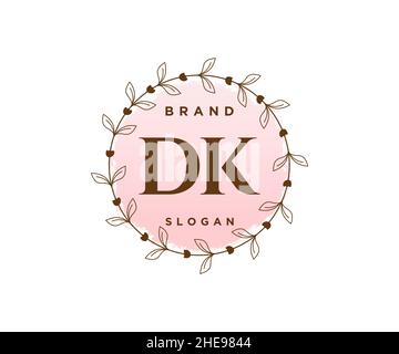 Logo DK féminin.Utilisable pour les logos nature, salon, Spa, cosmétique et Beauté.Elément de modèle de logo Flat Vector. Illustration de Vecteur