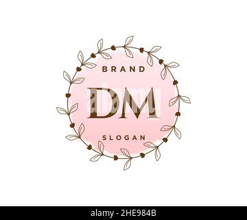 Logo DM féminin.Utilisable pour les logos nature, salon, Spa, cosmétique et Beauté.Elément de modèle de logo Flat Vector. Illustration de Vecteur