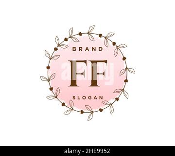 Logo FF féminin.Utilisable pour les logos nature, salon, Spa, cosmétique et Beauté.Elément de modèle de logo Flat Vector. Illustration de Vecteur