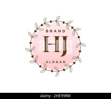 Logo HJ féminin.Utilisable pour les logos nature, salon, Spa, cosmétique et Beauté.Elément de modèle de logo Flat Vector. Illustration de Vecteur