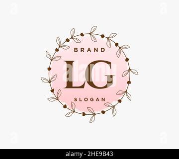 Logo LG féminin.Utilisable pour les logos nature, salon, Spa, cosmétique et Beauté.Elément de modèle de logo Flat Vector. Illustration de Vecteur