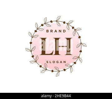 Logo LH féminin.Utilisable pour les logos nature, salon, Spa, cosmétique et Beauté.Elément de modèle de logo Flat Vector. Illustration de Vecteur