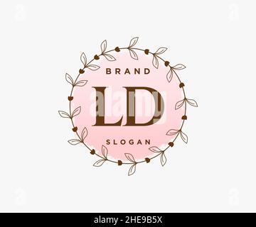 Logo LD féminin.Utilisable pour les logos nature, salon, Spa, cosmétique et Beauté.Elément de modèle de logo Flat Vector. Illustration de Vecteur