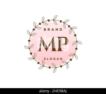 Logo MP féminin.Utilisable pour les logos nature, salon, Spa, cosmétique et Beauté.Elément de modèle de logo Flat Vector. Illustration de Vecteur