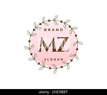 Logo MZ féminin.Utilisable pour les logos nature, salon, Spa, cosmétique et Beauté.Elément de modèle de logo Flat Vector. Illustration de Vecteur