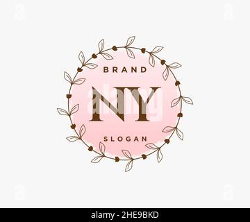 Logo NY féminin.Utilisable pour les logos nature, salon, Spa, cosmétique et Beauté.Elément de modèle de logo Flat Vector. Illustration de Vecteur