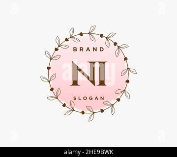 LOGO NI féminin.Utilisable pour les logos nature, salon, Spa, cosmétique et Beauté.Elément de modèle de logo Flat Vector. Illustration de Vecteur