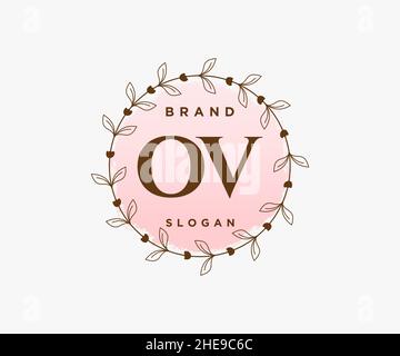 Logo VO féminin.Utilisable pour les logos nature, salon, Spa, cosmétique et Beauté.Elément de modèle de logo Flat Vector. Illustration de Vecteur