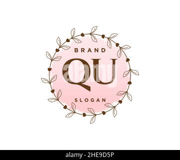 LOGO QU féminin.Utilisable pour les logos nature, salon, Spa, cosmétique et Beauté.Elément de modèle de logo Flat Vector. Illustration de Vecteur