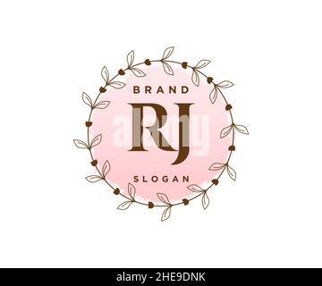 Logo RJ féminin.Utilisable pour les logos nature, salon, Spa, cosmétique et Beauté.Elément de modèle de logo Flat Vector. Illustration de Vecteur