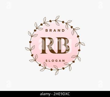 Logo RB féminin.Utilisable pour les logos nature, salon, Spa, cosmétique et Beauté.Elément de modèle de logo Flat Vector. Illustration de Vecteur