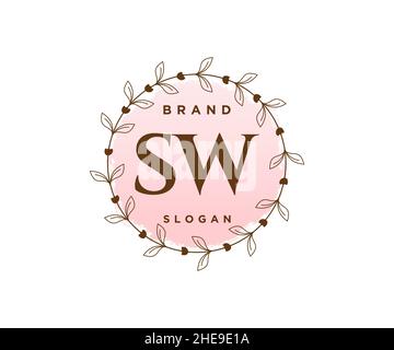 Logo SW féminin.Utilisable pour les logos nature, salon, Spa, cosmétique et Beauté.Elément de modèle de logo Flat Vector. Illustration de Vecteur