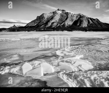 Canada, Alberta, Rocheuses canadiennes, Mont Michener et Abraham Lake (p.c.) Banque D'Images