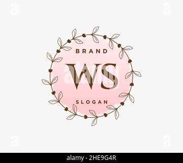 Logo WS féminin.Utilisable pour les logos nature, salon, Spa, cosmétique et Beauté.Elément de modèle de logo Flat Vector. Illustration de Vecteur