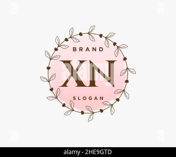 LOGO XN féminin.Utilisable pour les logos nature, salon, Spa, cosmétique et Beauté.Elément de modèle de logo Flat Vector. Illustration de Vecteur