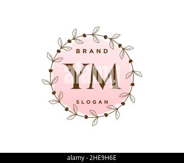 Logo YM féminin.Utilisable pour les logos nature, salon, Spa, cosmétique et Beauté.Elément de modèle de logo Flat Vector. Illustration de Vecteur