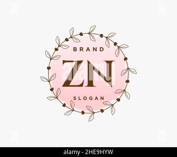 LOGO ZN féminin.Utilisable pour les logos nature, salon, Spa, cosmétique et Beauté.Elément de modèle de logo Flat Vector. Illustration de Vecteur